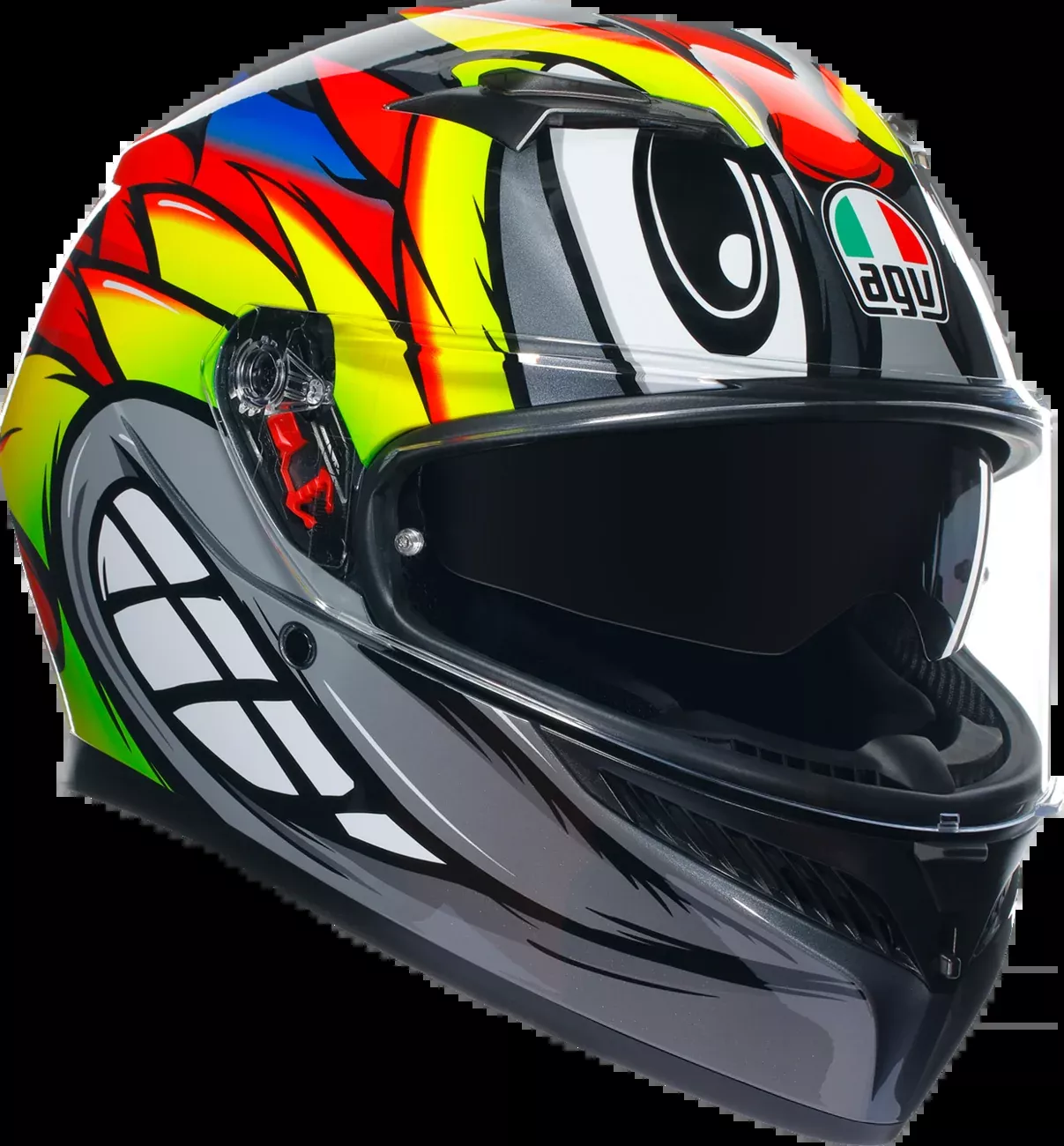 AGV K3 Helmet Birdy 2.0 in Gray, Yellow, and Red – XL (Part Number 2118381004012XL)