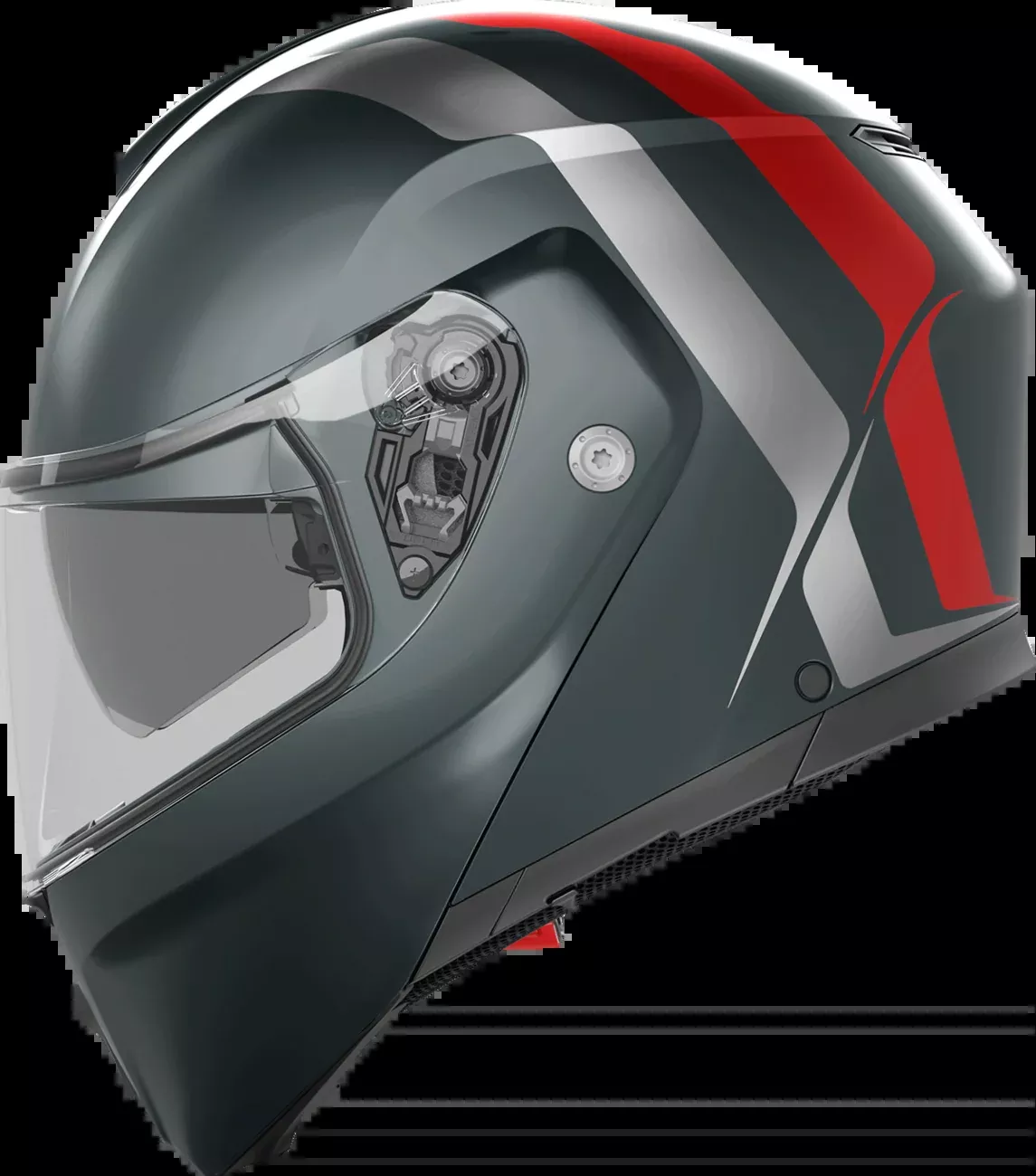 AGV Streetmodular Helmet Resia Large Matte Gray/Silver/Red - Model 2118296002006L