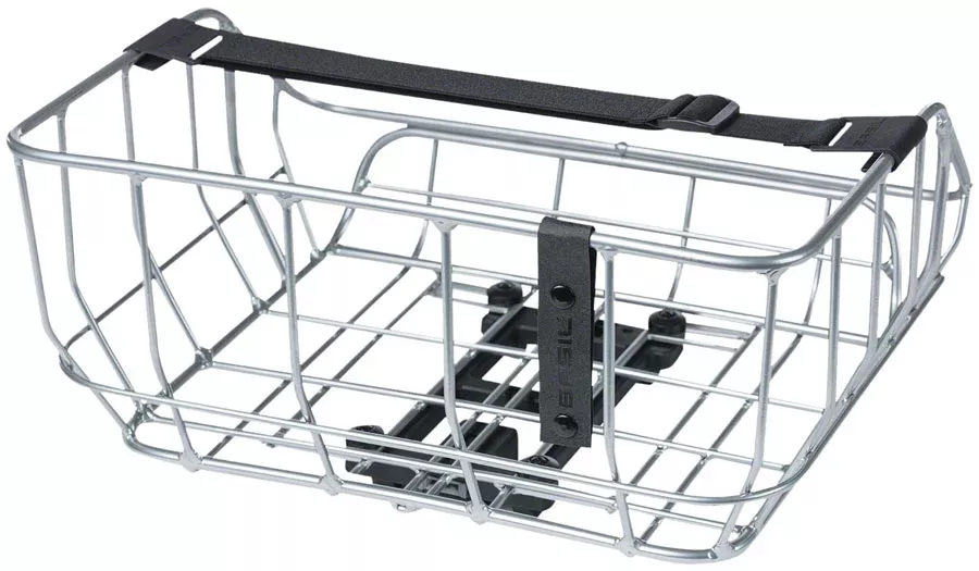 Basil Portland Rear Basket - MIK Mount Aluminum Silver