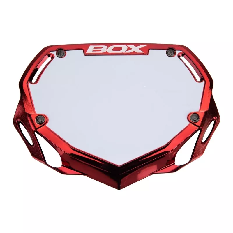 BOX Box Two Number Plate Red Chrome - Small