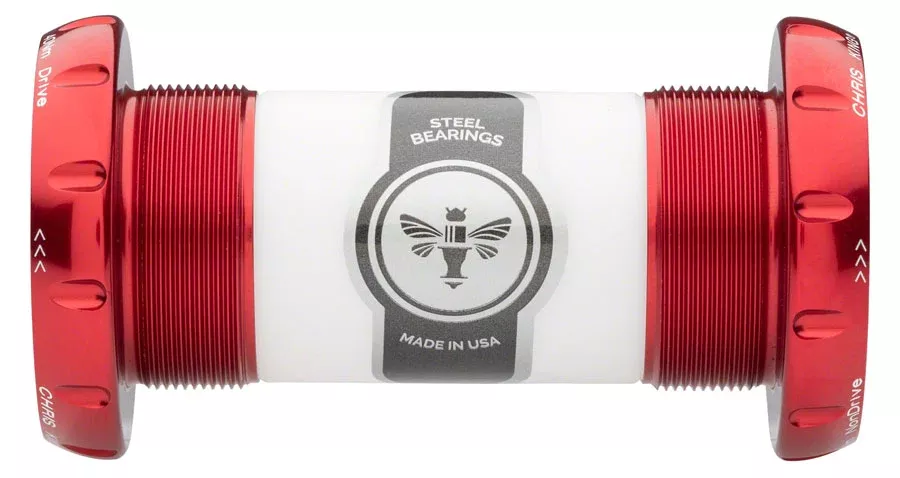 Chris King ThreadFit 30 Bottom Bracket Fit Kit 3 - English For 30mm Spindles Red