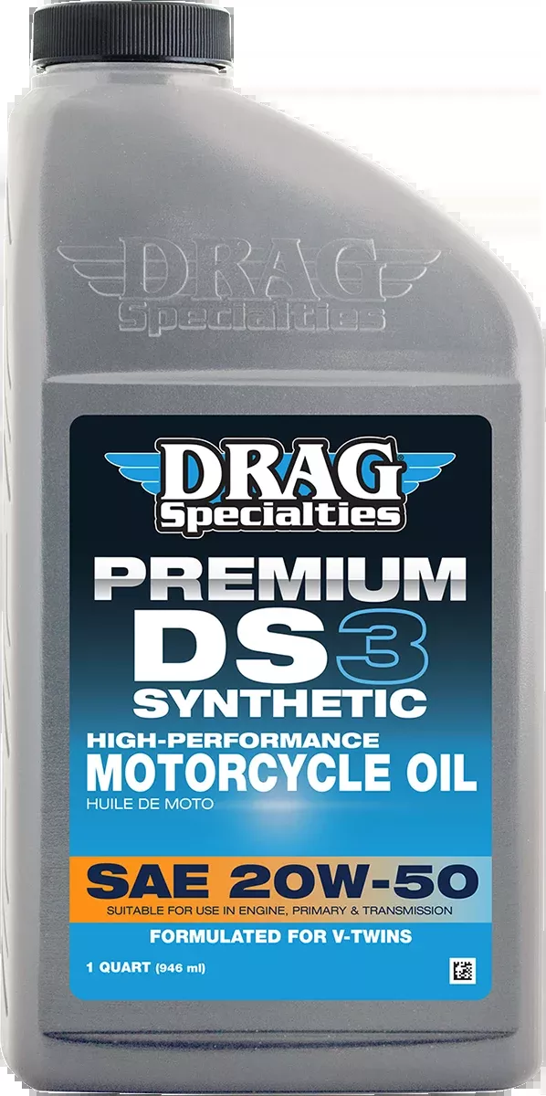 Drag Specialties DS3 Full Synthetic 20W-50 Engine Oil for Harley-Davidson V-Twin – 1 Quart