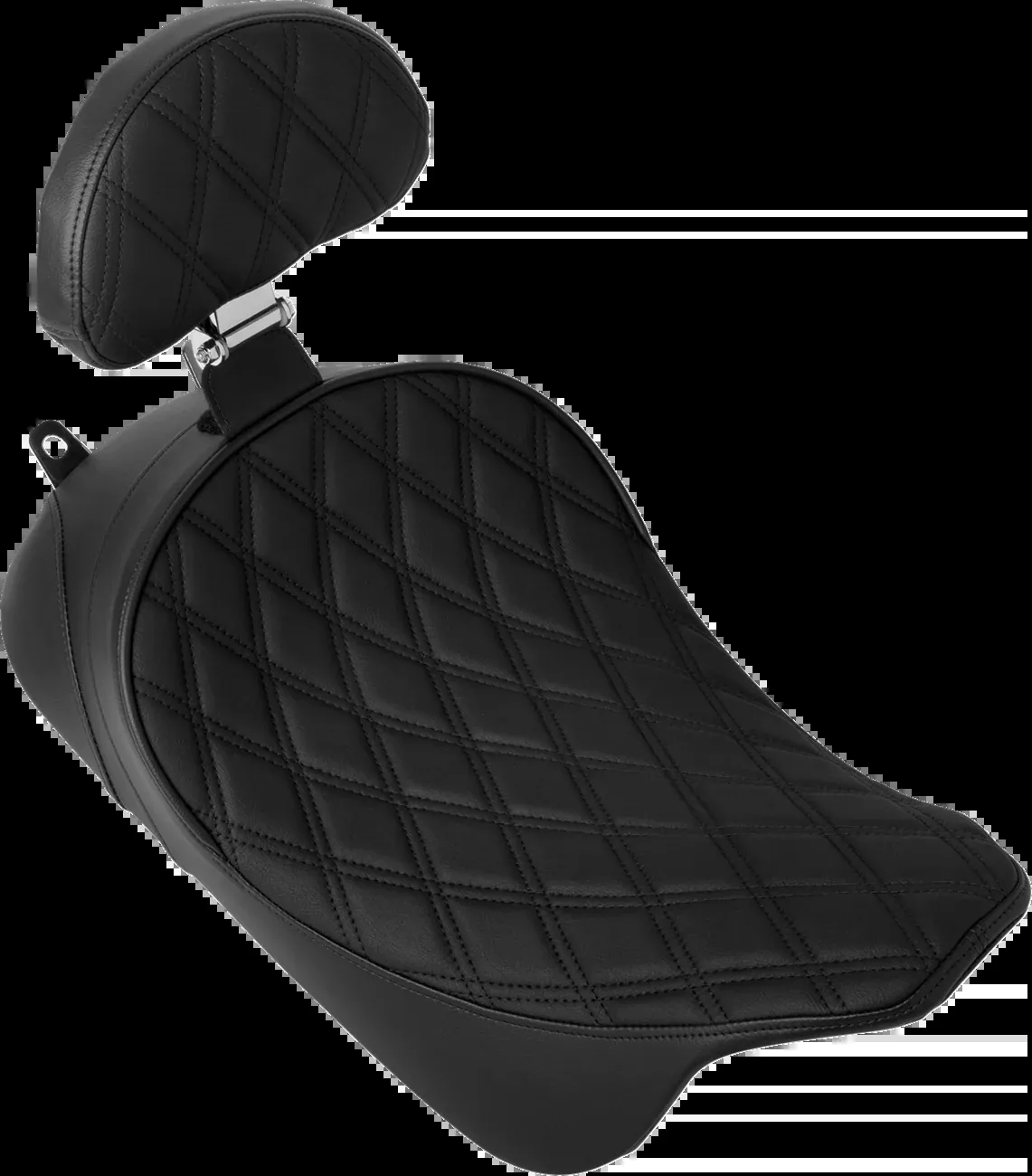 Drag Specialties Seats Solo Front Seat for Harley FL 2008-2023, Double Diamond Pattern with Black Stitching and Optional Backrest - Part 4699B