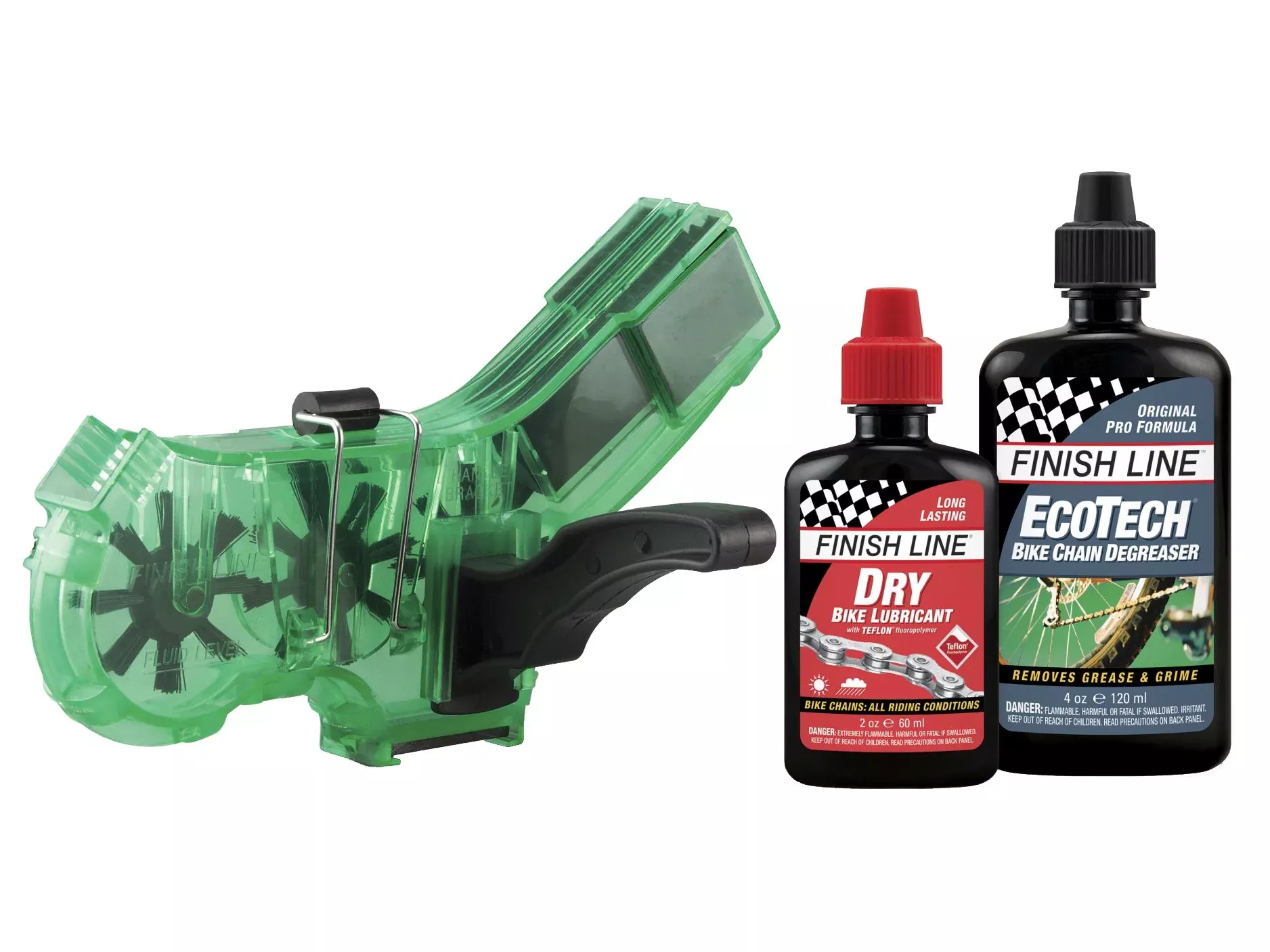 Finish Line Pro Chain Cleaner 2oz DRY Chain Lubricant 4oz EcoTech Degreaser
