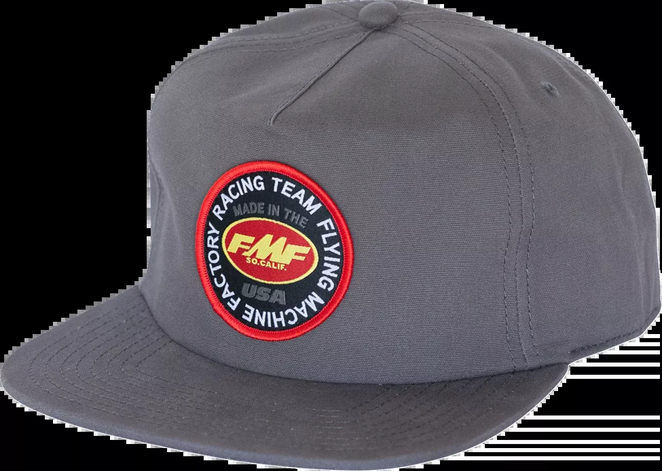 FMF Coaster Hat Charcoal HO25196900CHR - 5 Panel Snapback with Front Patch and Woven Label