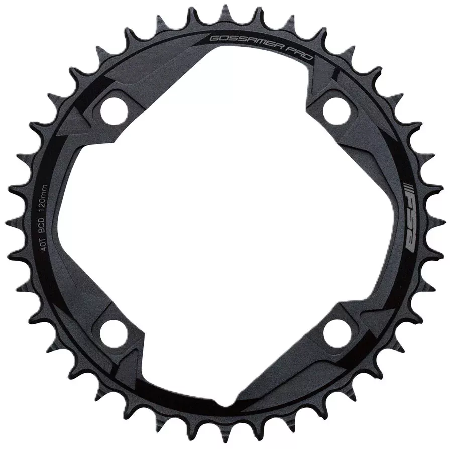 FSA Gossamer Pro Megatooth Chainring 1x 44T Tooth Count 120BCD 4-Bolt Pattern Narrow-Wide Profile – BLK