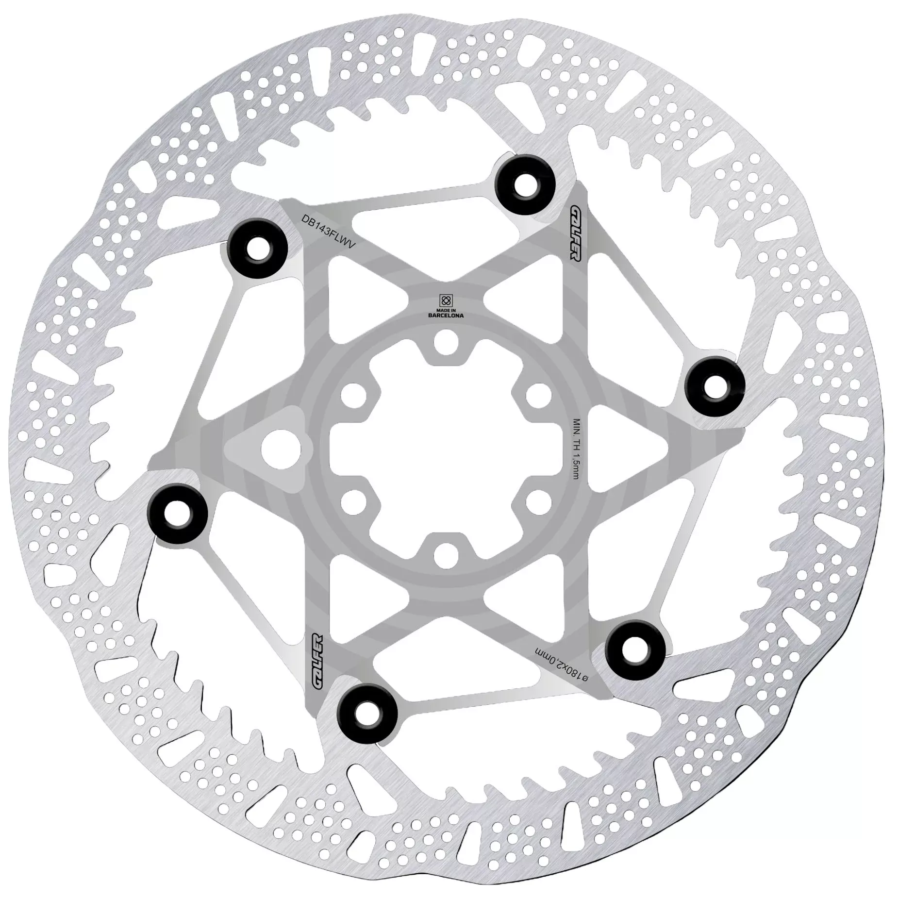 Galfer Shark Evo 203mm Rotor 6-Bolt 2.0mm Raw Silver