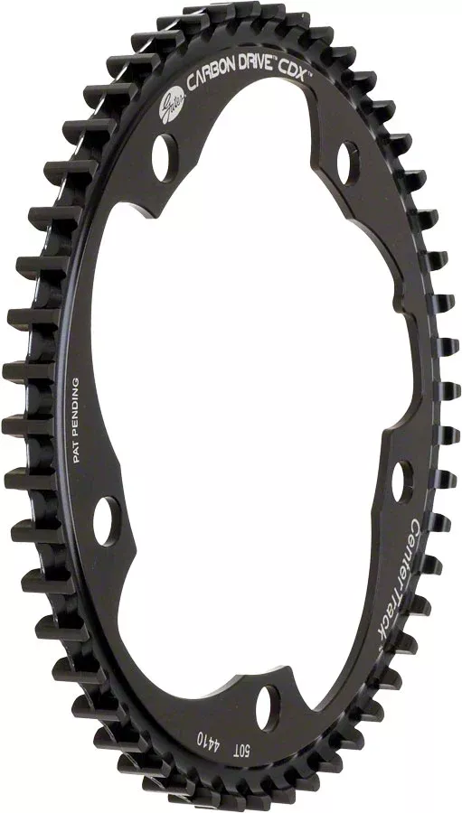 Gates Carbon Drive CDX CenterTrack Front Belt Drive Ring - 50t 5-Bolt 130mm BCD BLK
