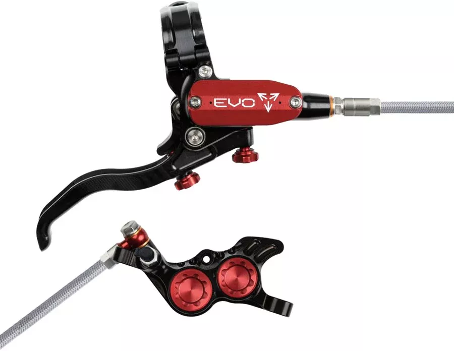 Hope EVO GR4 Disc Brake Lever Set - Right Hand Post Mount 4-Piston Braided Hydraulic Hose BLK/Blue
