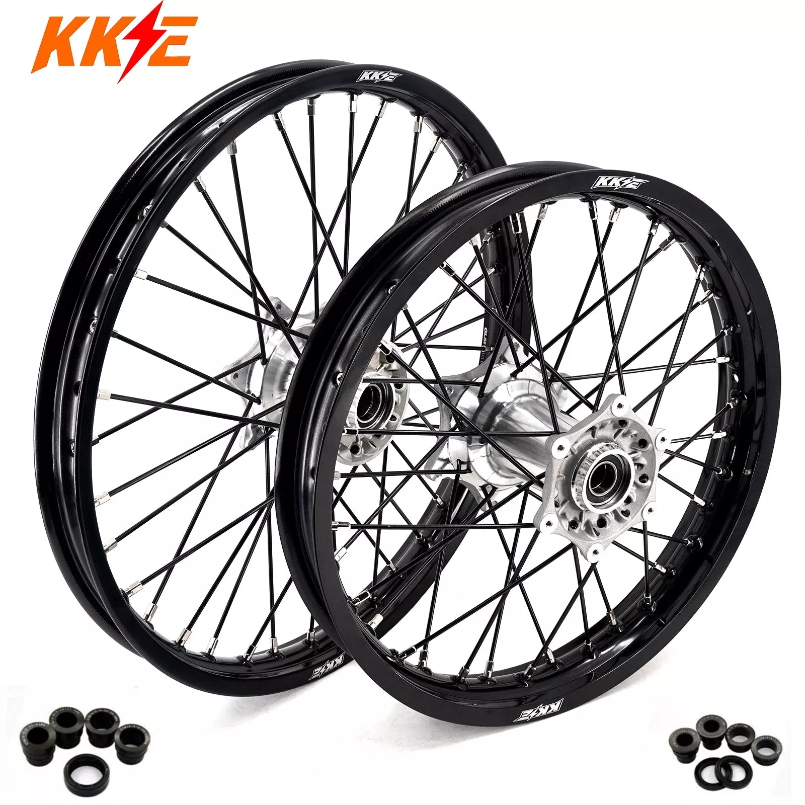 KKE 21/18 New Generation Cast Hub Billet Wheels Fit For KTM EXC XC-W XCF-W EXC-F 2003-2025 Black Spokes