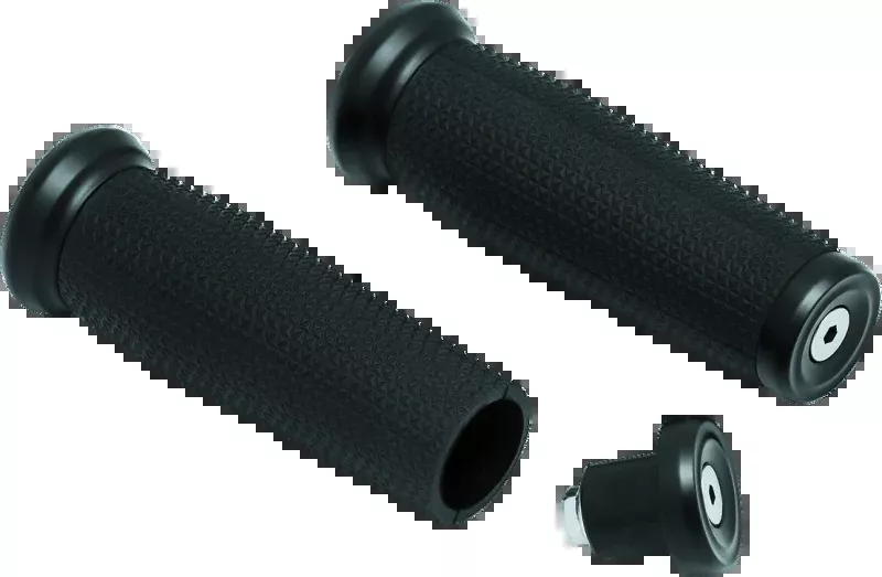 Kuryakyn Thresher Grips Universal 7/8 Inch Black – Ergonomic Rubber Handlebar Grips with Shark Tooth-Inspired Knurling and Bar End Cap Compatibility