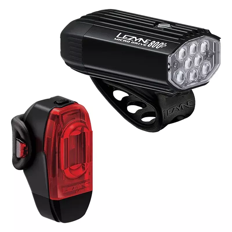 Lezyne Micro Drive 800+/KTV Drive+ Headlight/Taillight Set -Black