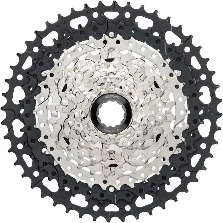 microSHIFT Advent MX G-Series Cassette - 10-Speed 11-48t Aluminum Spider Silver/BLK For HG Driver