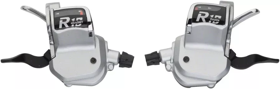 microSHIFT R10 Trigger Shifter Set - 10-Speed Road Double Optical Gear Indicator Shimano Compatible Silver