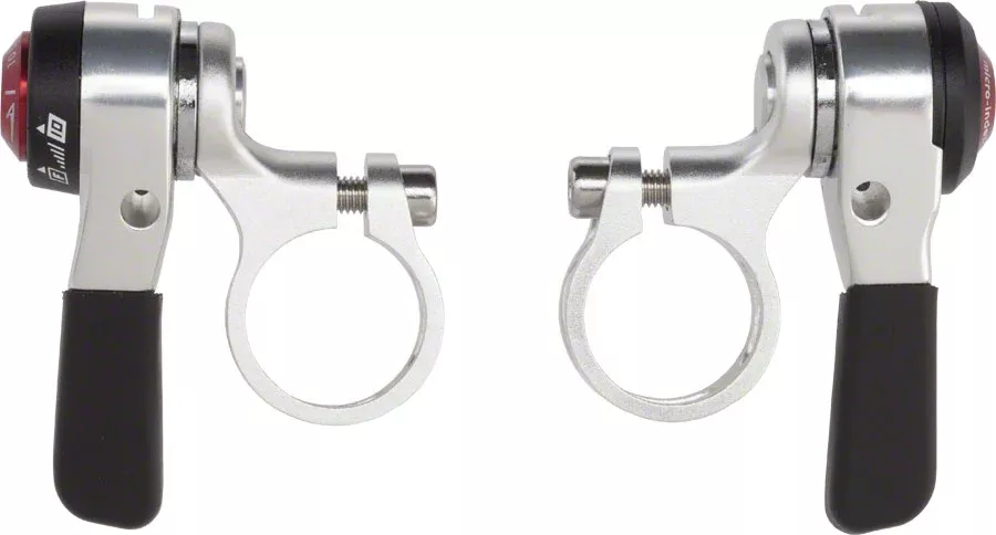 microSHIFT Thumb Shifter Set 10-Speed Road Double/Triple Shimano Compatible Silver