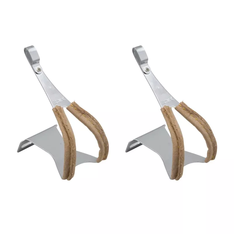 MKS Toe Clips with Leather Steel - Large