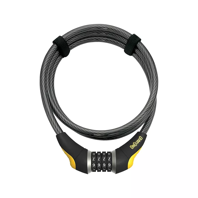 OnGuard Akita Resettable Combo Cable Lock: 6' x 12mm Gray/Yellow