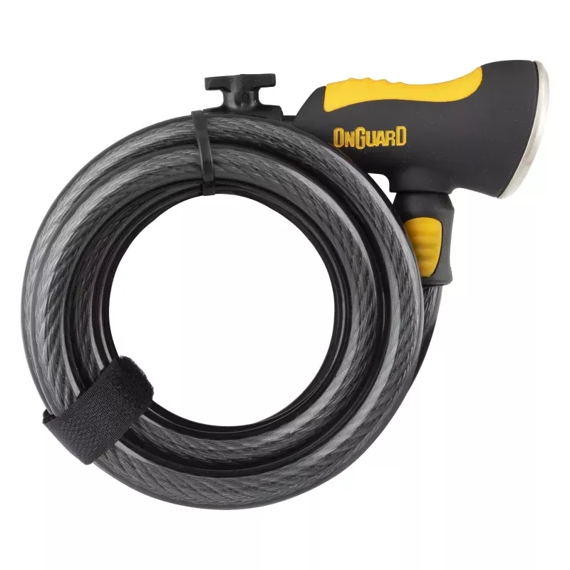 OnGuard Doberman Cable Lock with Key: 6' x 12m Gray/Black/Yellow