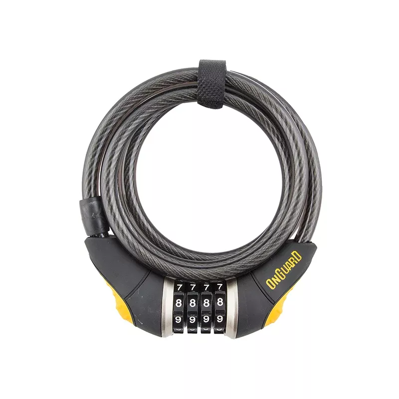 OnGuard Doberman Combo Cable Lock: 6' x 10mm Gray/Black/Yellow