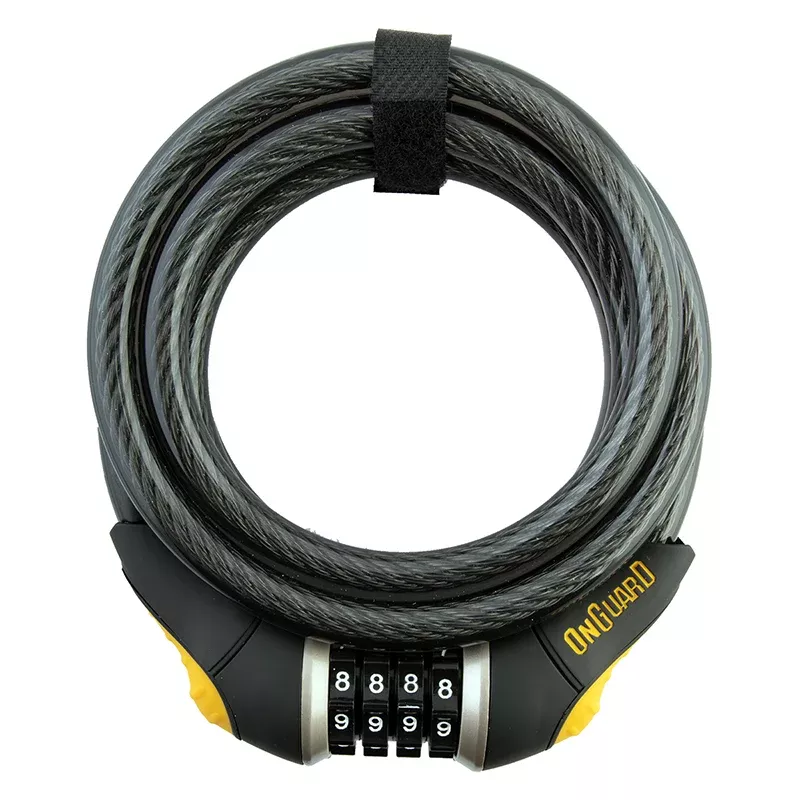 OnGuard Doberman Combo Cable Lock: 6' x 12mm Gray/Black/Yellow
