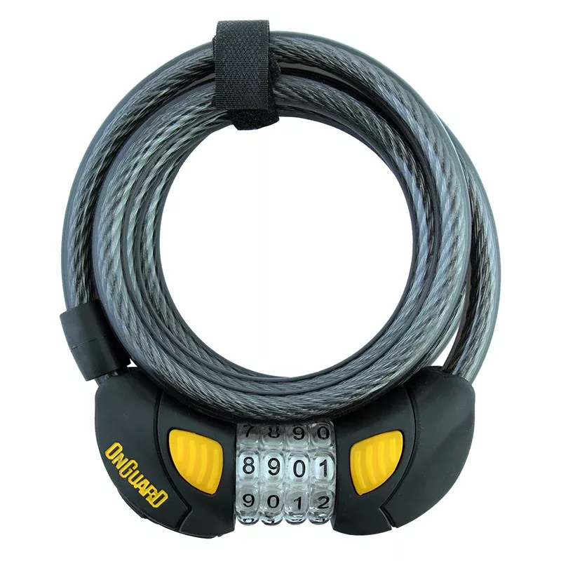 OnGuard Doberman Lighted Combo Cable Lock: 6' x 12 mm Gray/Black/Yellow