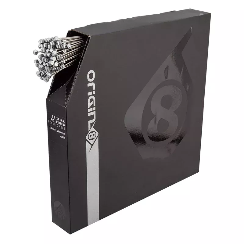 Origin8 SS Slick Polished MTB Brake Cable Front or Rear 2800mm 1.5mm SS Silver Box of 100 MTB