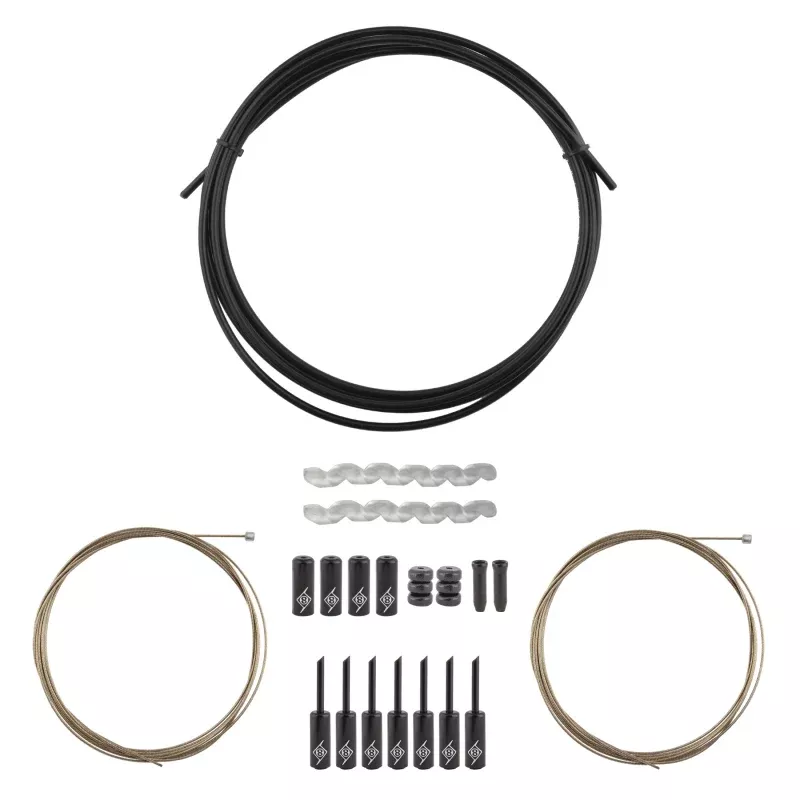 Origin8 SuperSlick Compressionless 2x Gear Cable/Housing Kit Front and Rear 3200mm/2300mm & 2800mm 4mm/1.1mm Black MTB/Road Compressionless