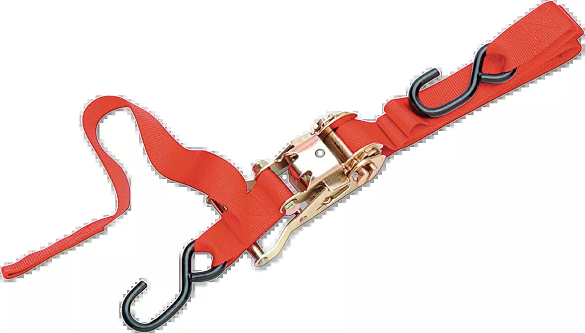 PARTS UNLIMITED, PARTS UNLIMITED 1" Ratchet Tied Down with Assist - 6 ft, Red (Part #3920-0075)
