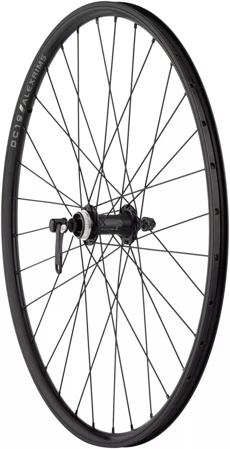 Quality Wheels Value Double Wall Series Rim+Disc Front Wheel - 26" QR x 100mm Center-Lock /Rim Brake BLK Clincher 32H