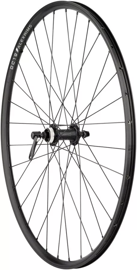 Quality Wheels Value Double Wall Series Rim+Disc Front Wheel - 700 QR x 100mm Center-Lock BLK Clincher 32H