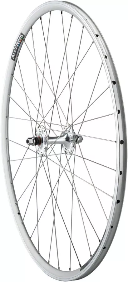 Quality Wheels Value Double Wall Series Track Front Wheel - 700 9x1 Threaded x 100mm Rim Brake Silver Clincher Cartridge 32H