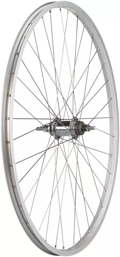 Quality Wheels Value Single Wall Series Coaster Brake Rear Wheel - 700c 3/8" x 124mm Coaster Brake 3 Prong Cog Silver 36H