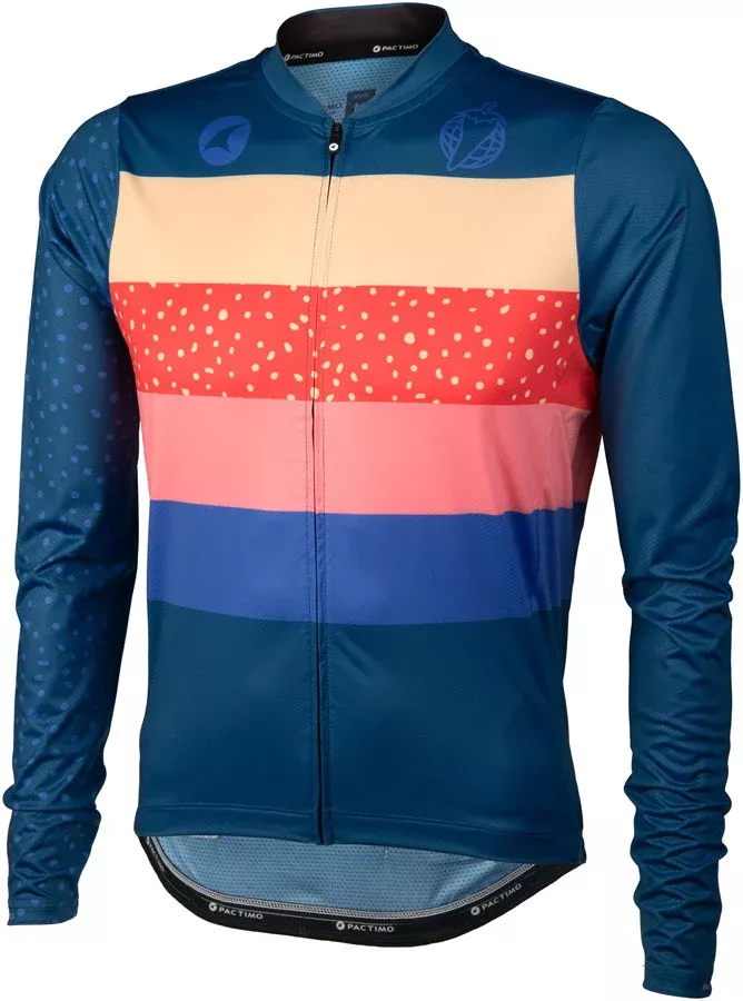 Salsa Team Polytone Men's Long Sleeve Jersey - Dark Blue w/ Stripes