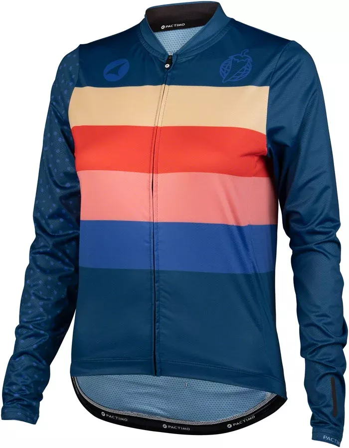 Salsa Team Polytone Women's Long Sleeve Jersey - Dark Blue w/ Stripes