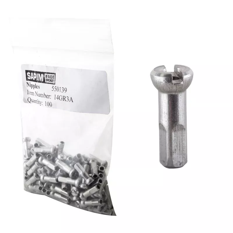 Sapim Polyax Nipples Polyax 2.0 (14G) 14mm Bag of 100 Alloy Silver