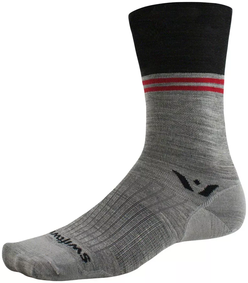 Swiftwick Pursuit Seven Ultralight Socks - 7" Block Stripe Charcoal Medium
