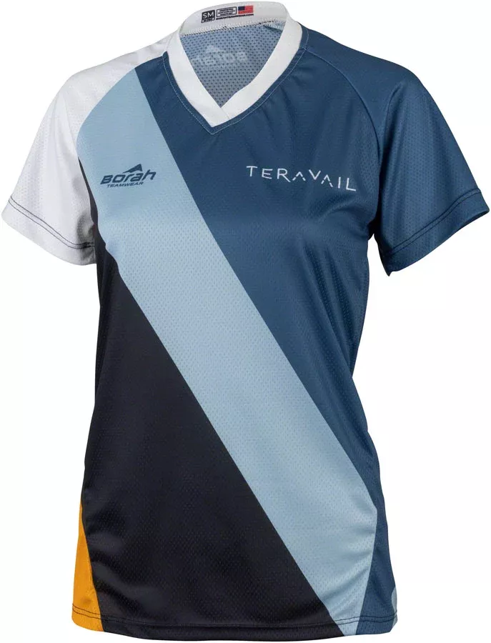 Teravail Waypoint Women's MTB Jersey - White Blue Lite Blue BLK Gold Medium