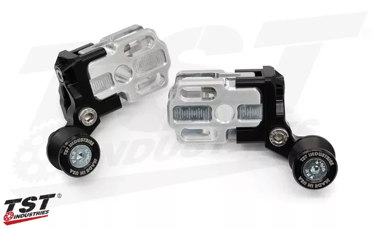 TST Spooled Captive Chain Adjusters - Kawasaki Z125 PRO 2017-2026 | CNC Aluminum