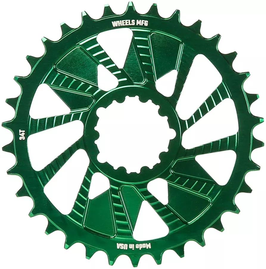 Wheels Manufacturing Direct Mount Chainring - 34t SRAM 3-Bolt Direct Mount 3mm Offset T-Type Chain Compatible Teal