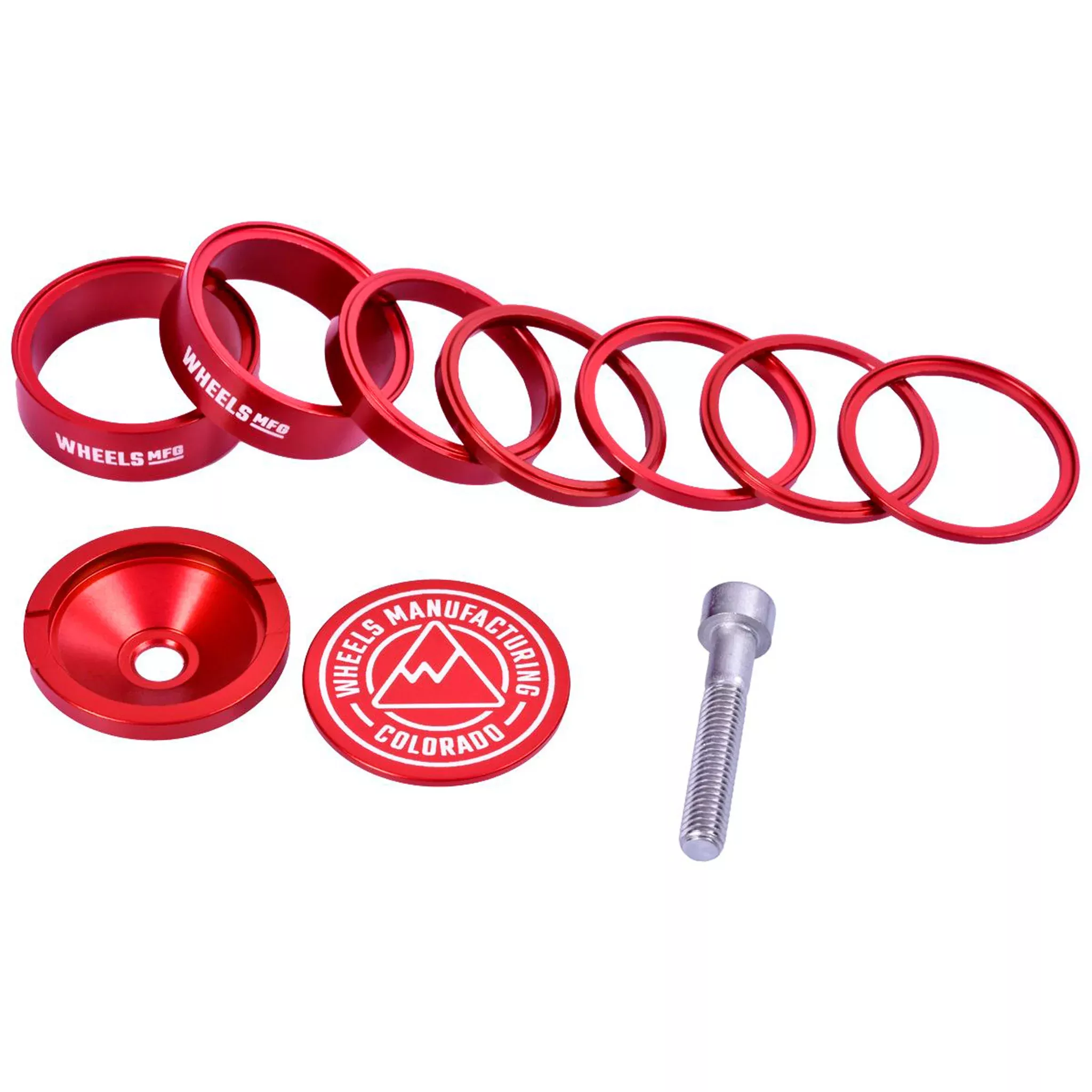 Wheels Mfg StackRight Pro Headset Spacer Kit 1-1/8" Red