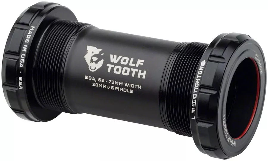 Wolf Tooth Bottom Bracket - English (BSA) 68/73mm For 30mm Spindle Black