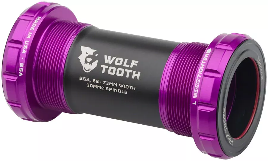 Wolf Tooth Bottom Bracket - English BSA 68/73mm For 30mm Spindle Ultraviolet Purple