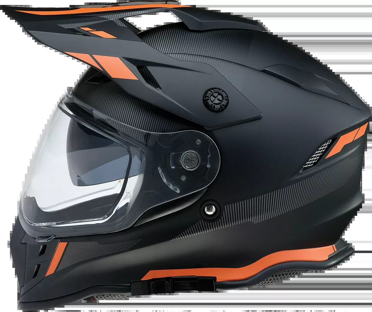 Z1R, Z1R Range Helmet – Uptake Black/Orange Large | Versatile Full-Face Motorcycle Helmet with Drop-Down Sun Visor